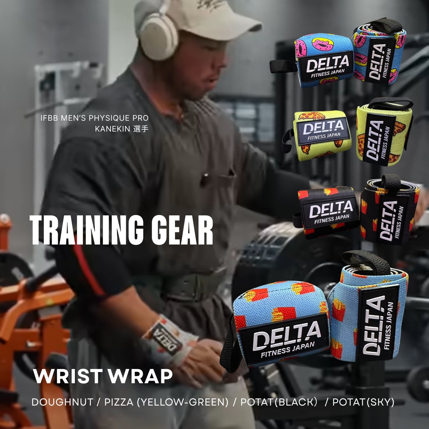 DELTA FITNESS Original Wrist Wraps V3(PIZZA(YELLOW-GREEN))