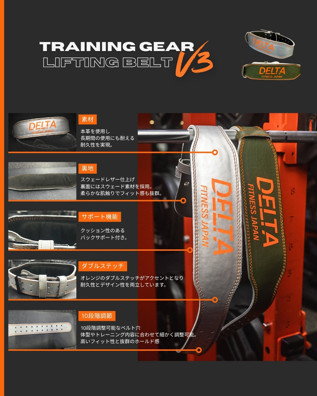 DELTA FITNESS ORIGINAL LEATHER LIFTING BELT V3(SILVER) – DELTA